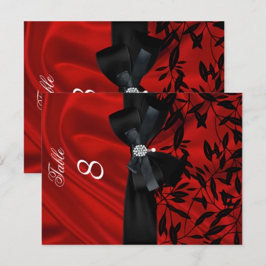 Carte de table noire en damas rouge (Devant / Derrière)