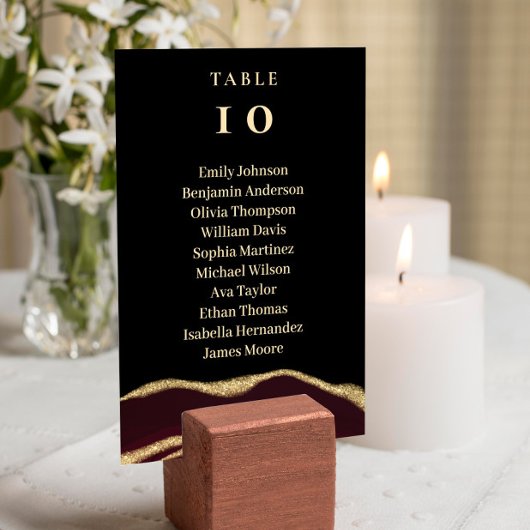 Carte de table noire en pierre de taille noire