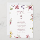 Carte de table numéro mauve fleur sauvage (Devant)