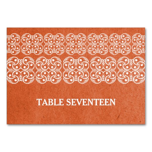 Carte de table Orange Moderne Bohème (Devant)