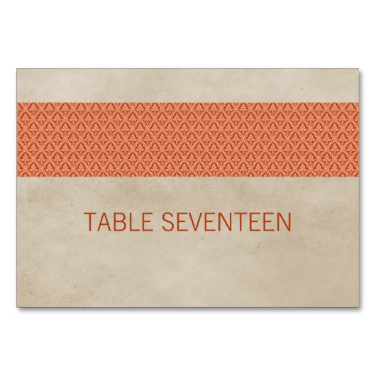 Carte de table Orange Rustique Damask (Devant)