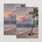 Carte de table palmier tropical de plage (Devant / Derrière)
