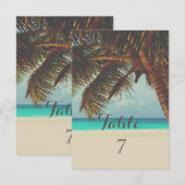 Carte de table palmier tropical de plage (Devant / Derrière)