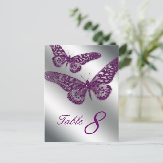 Carte de table Papillon 232 Argent violet (Debout devant)