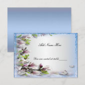 Carte de table papillon floral violet élégant (Devant / Derrière)