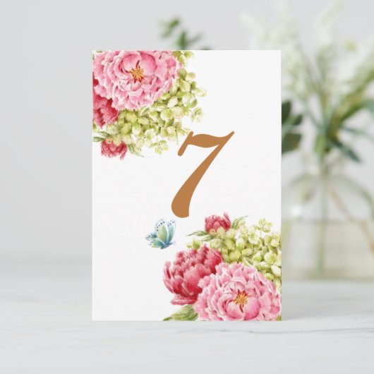 Carte de table Peonies et Hydrangea No 7 (Debout devant)
