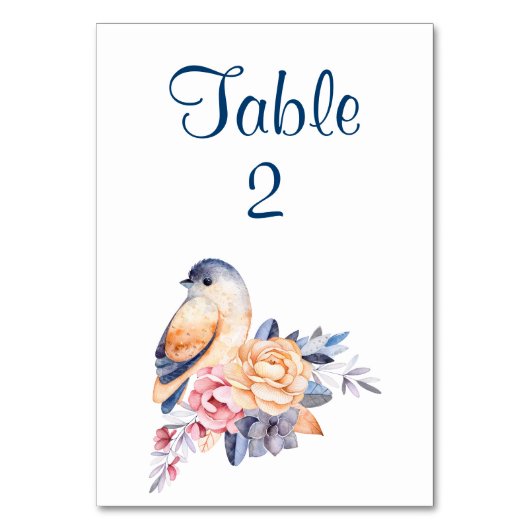 Carte de table personnalisable Pretty Bird et fleu (Par défaut)