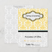 Carte de table personnalisée de mariage en damassé (Devant / Derrière)