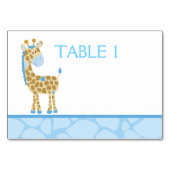 Carte de table personnalisée Giraffe bleue (Dos)