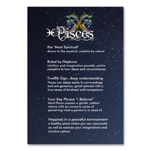 Carte de table Pisces Center (Dos)