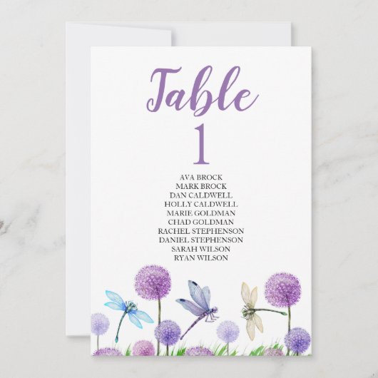 Carte de table Plan de siège Lovely Calligraphy (Devant)