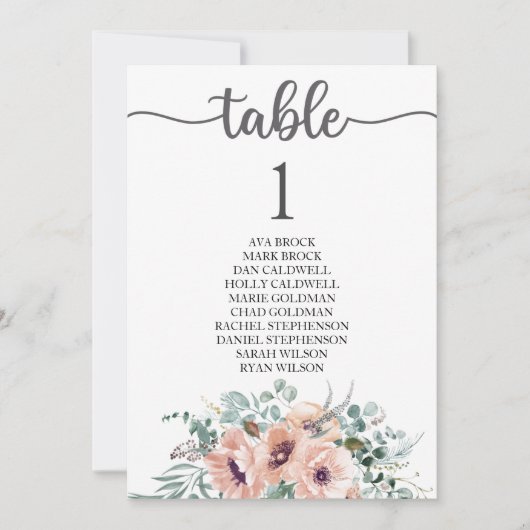 Carte de table Plan de siège Lovely Calligraphy (Devant)