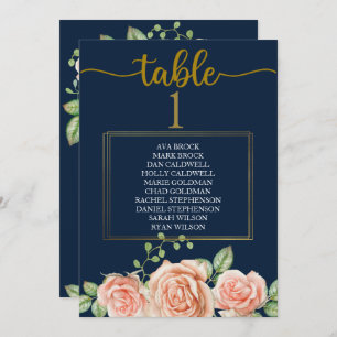Carte de table Plan de siège Marine Blue Gold Blus