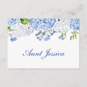 Carte de table plate à l'hortensia bleu (Devant)