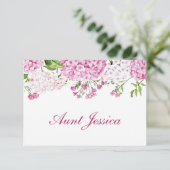 Carte de table plate à l'hydrangea rose (Debout devant)