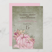 Carte de table plate de récolte de citrouille rose (Devant / Derrière)