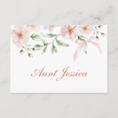 Carte de table plate fleurs rose et noeud (Devant)