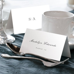 Carte de table pliable à monogramme sophistiqué mi