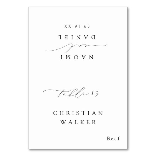 Carte de table pliable à script chic moderne minim (Par défaut)