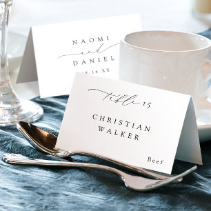 Carte de table pliable à script chic moderne minim