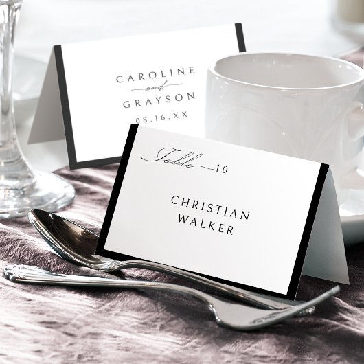 Carte de table pliable à typographie Simple et Élé