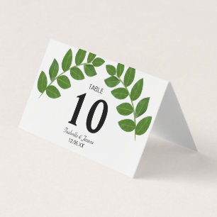 Carte de table pliable de mariage aux feuilles de