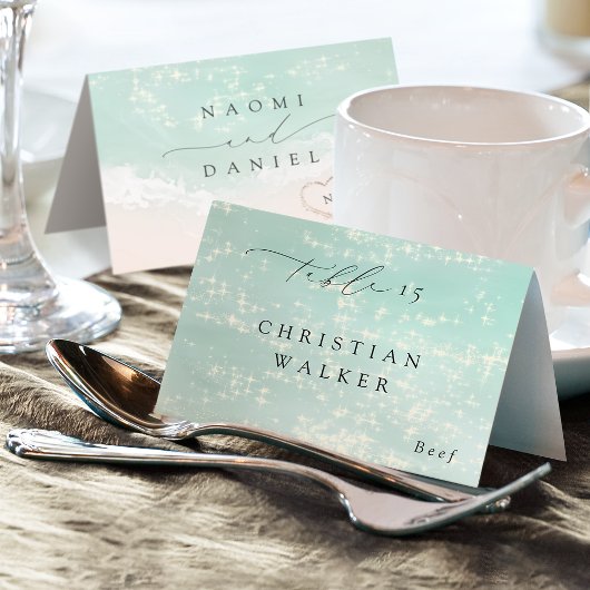 Carte de table pliable Modern Script Hearts Beach