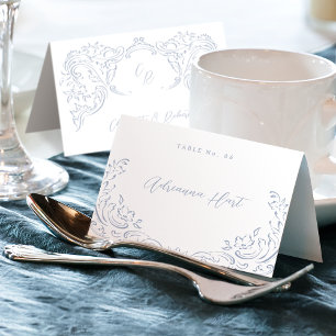 Carte de table pliable vintage à motif bleu poussi