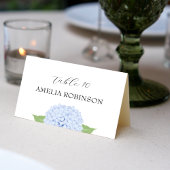 Carte de table pliée aquarelle Hydrangea Bleu