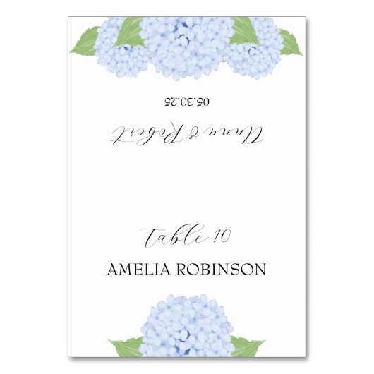 Carte de table pliée aquarelle Hydrangea Bleue (Par défaut)