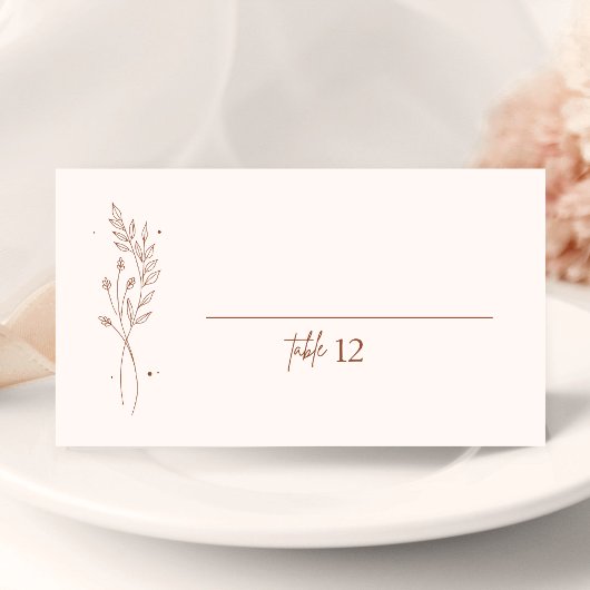 Carte de table pliée mariage orange brûlé minimali