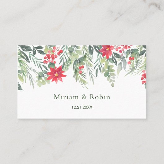 Carte de table Poinsettia Feuillage Vert Baie Roug (Dos)