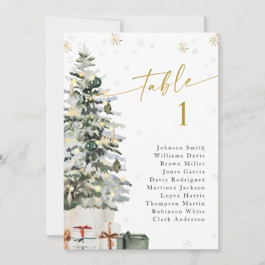 Carte de table pour Mariage de Noël Arbre (Devant)