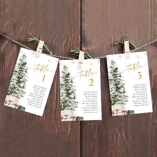 Carte de table pour Mariage de Noël Arbre
