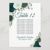Carte de table pour Mariage Rose Emerald (Dos)