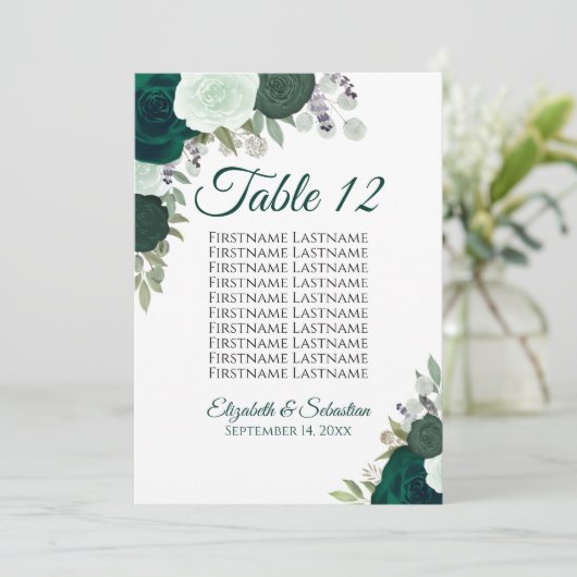 Carte de table pour Mariage Rose Emerald (Debout devant)