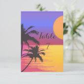Carte de table pour mariage sur la plage Coucher d (Debout devant)