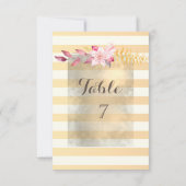 Carte de table rayée chic moderne avec fleurs (Dos)