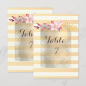 Carte de table rayée chic moderne avec fleurs (Devant / Derrière)