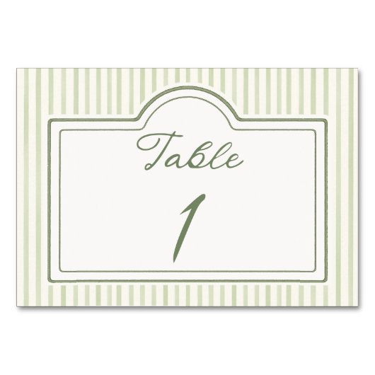 Carte de table rayée pour mariage vert (Devant)