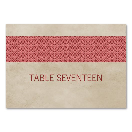 Carte de table Red Rustic Damask (Devant)