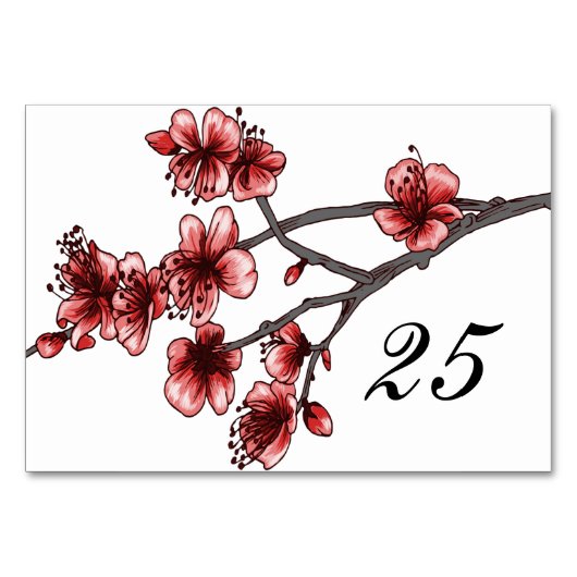 Carte de table Red Simple Cherry Blossoms (Devant)