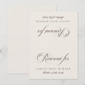 Carte de table réservée mariage classique ivoire m (Devant / Derrière)