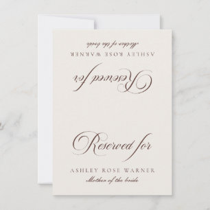 Carte de table réservée mariage classique ivoire m