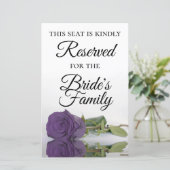 Carte de table réservée mariage Rose Violet Améthy (Debout devant)