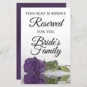 Carte de table réservée mariage Rose Violet Améthy (Devant / Derrière)