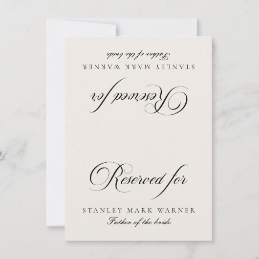 Carte de table réservée pour mariage classique ivo (Devant)