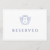 Carte de table réservée Regency Blue Monogram Cres (Devant)