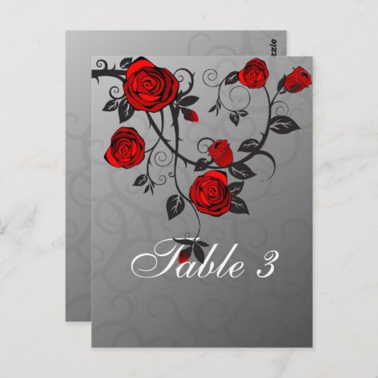 Carte de table Rose enchantée (Devant / Derrière)