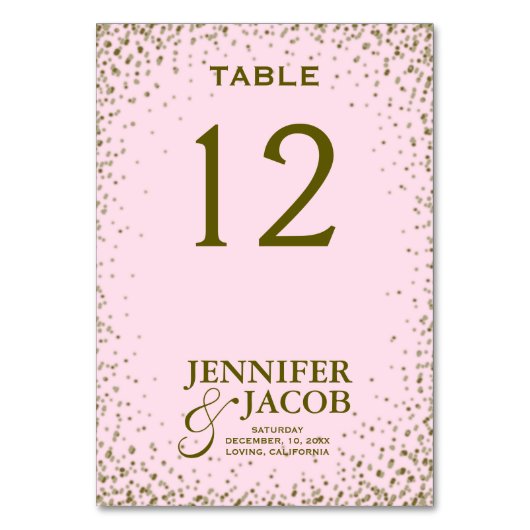 Carte de table | Rose et or (Dos)